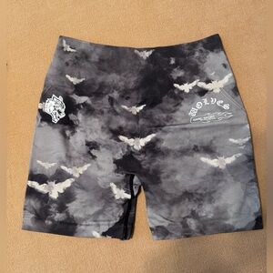 Never Forgotten Everson Seamless "Huxley" Shorts in Black Death Moth Ghost Cloud